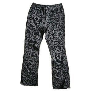 Vtg 90s Y2K Nautica Jeans Womens Sz 10 Black Jacquard Floral Velvet High Waisted